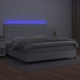 Cama box spring colchón y LED cuero sintético blanco 200x200 cm de vidaXL, Camas y somieres - Ref: Foro24-3135964, Precio: 73...