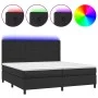 Box spring bed with mattress and LED black synthetic leather 200x200 cm by vidaXL, Beds and slatted bases - Ref: Foro24-31359...