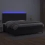 Box spring bed with mattress and LED black synthetic leather 200x200 cm by vidaXL, Beds and slatted bases - Ref: Foro24-31359...