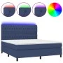 Box spring bed mattress and LED lights blue fabric 160x200 cm by vidaXL, Beds and slatted bases - Ref: Foro24-3135131, Price:...