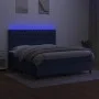 Box spring bed mattress and LED lights blue fabric 160x200 cm by vidaXL, Beds and slatted bases - Ref: Foro24-3135131, Price:...