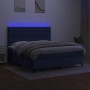 Boxspringbettmatratze und LED-Leuchten aus blauem Stoff 160x200 cm von vidaXL, Betten und Lattenroste - Ref: Foro24-3135131, ...