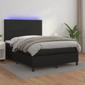 Cama box spring colchón y LED cuero sintético negro 140x200 cm de vidaXL, Camas y somieres - Ref: Foro24-3135825, Precio: 501...