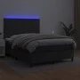 Box spring bed with mattress and LED black synthetic leather 140x200 cm by vidaXL, Beds and slatted bases - Ref: Foro24-31358...