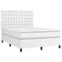 Box spring bed with mattress and LED white synthetic leather 140x200 cm by vidaXL, Beds and slatted bases - Ref: Foro24-31359...