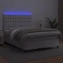 Box spring bed with mattress and LED white synthetic leather 140x200 cm by vidaXL, Beds and slatted bases - Ref: Foro24-31359...