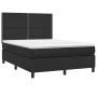 Box spring bed with mattress and LED black synthetic leather 140x190 cm by vidaXL, Beds and slatted bases - Ref: Foro24-31358...