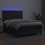 Box spring bed with mattress and LED black synthetic leather 140x190 cm by vidaXL, Beds and slatted bases - Ref: Foro24-31358...