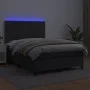 Box spring bed with mattress and LED black synthetic leather 140x190 cm by vidaXL, Beds and slatted bases - Ref: Foro24-31358...
