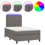 Box spring bed with mattress and LED gray synthetic leather 120x200 cm by vidaXL, Beds and slatted bases - Ref: Foro24-313593...