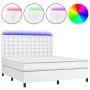 Box spring bed with mattress and LED white synthetic leather 180x200 cm by vidaXL, Beds and slatted bases - Ref: Foro24-31359...