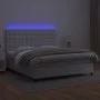 Box spring bed with mattress and LED white synthetic leather 180x200 cm by vidaXL, Beds and slatted bases - Ref: Foro24-31359...