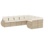 Set de sofás de jardín 9 pzas con cojines ratán sintético beige
