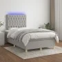 Box spring bed with fabric mattress and light gray LED 120x200 cm by vidaXL, Beds and slatted bases - Ref: Foro24-3135661, Pr...