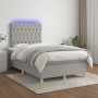 Cama box spring con colchón tela y LED gris claro 120x200 cm de vidaXL, Camas y somieres - Ref: Foro24-3135661, Precio: 417,6...