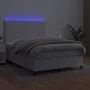 Box spring bed with mattress and LED white synthetic leather 140x190 cm by vidaXL, Beds and slatted bases - Ref: Foro24-31358...