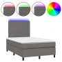 Box spring bed with mattress and LED gray synthetic leather 120x200 cm by vidaXL, Beds and slatted bases - Ref: Foro24-313581...
