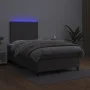 Box spring bed with mattress and LED gray synthetic leather 120x200 cm by vidaXL, Beds and slatted bases - Ref: Foro24-313581...