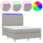 Cama box spring colchón y luces LED tela gris claro 140x200 cm de vidaXL, Camas y somieres - Ref: Foro24-3135437, Precio: 510...