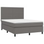 Cama box spring colchón y LED cuero sintético gris 140x200 cm de vidaXL, Camas y somieres - Ref: Foro24-3135829, Precio: 503,...