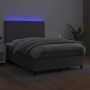 Cama box spring colchón y LED cuero sintético gris 140x200 cm de vidaXL, Camas y somieres - Ref: Foro24-3135829, Precio: 503,...