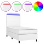 Box spring bed and LED mattress white synthetic leather 90x190 cm by vidaXL, Beds and slatted bases - Ref: Foro24-3135796, Pr...