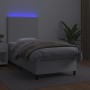 Box spring bed and LED mattress white synthetic leather 90x190 cm by vidaXL, Beds and slatted bases - Ref: Foro24-3135796, Pr...