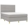 Box spring bed mattress and LED lights light gray fabric 140x200 cm by vidaXL, Beds and slatted bases - Ref: Foro24-3135517, ...