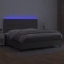 Box spring bed with mattress and LED gray synthetic leather 200x200 cm by vidaXL, Beds and slatted bases - Ref: Foro24-313596...