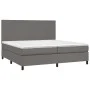 Box spring bed with mattress and LED gray synthetic leather 200x200 cm by vidaXL, Beds and slatted bases - Ref: Foro24-313584...