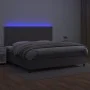Box spring bed with mattress and LED gray synthetic leather 200x200 cm by vidaXL, Beds and slatted bases - Ref: Foro24-313584...