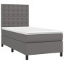 Box spring bed and LED mattress gray synthetic leather 90x200 cm by vidaXL, Beds and slatted bases - Ref: Foro24-3135925, Pri...