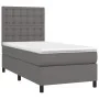 Box spring bed and LED mattress gray synthetic leather 90x200 cm by vidaXL, Beds and slatted bases - Ref: Foro24-3135925, Pri...