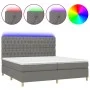 Box spring bed mattress and LED lights light gray fabric 200x200 cm by vidaXL, Beds and slatted bases - Ref: Foro24-3135702, ...