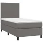 Box spring bed and LED mattress gray synthetic leather 90x190 cm by vidaXL, Beds and slatted bases - Ref: Foro24-3135799, Pri...