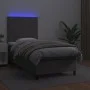 Box spring bed and LED mattress gray synthetic leather 90x190 cm by vidaXL, Beds and slatted bases - Ref: Foro24-3135799, Pri...