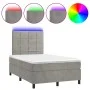 Box spring bed with mattress and LED light gray velvet 120x200 cm by vidaXL, Beds and slatted bases - Ref: Foro24-3136113, Pr...