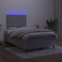 Cama box spring colchón y LED terciopelo gris claro 120x200 cm