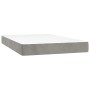 Cama box spring colchón y LED terciopelo gris claro 120x200 cm