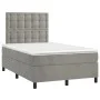 Box spring bed with mattress and LED light gray velvet 120x200 cm by vidaXL, Beds and slatted bases - Ref: Foro24-3136353, Pr...