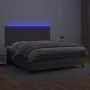 Box spring bed with mattress and LED gray synthetic leather 180x200 cm by vidaXL, Beds and slatted bases - Ref: Foro24-313584...
