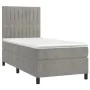 Box spring bed with mattress and LED light gray velvet 100x200 cm by vidaXL, Beds and slatted bases - Ref: Foro24-3136227, Pr...