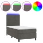 Box spring bed with mattress and LED dark gray velvet 80x200 cm by vidaXL, Beds and slatted bases - Ref: Foro24-3135970, Pric...