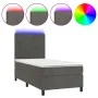 Box spring bed with mattress and LED dark gray velvet 80x200 cm by vidaXL, Beds and slatted bases - Ref: Foro24-3135970, Pric...