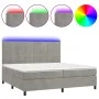 Cama box spring colchón y LED terciopelo gris claro 200x200 cm de vidaXL, Camas y somieres - Ref: Foro24-3136143, Precio: 601...