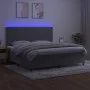 Box spring bed with mattress and LED light gray velvet 200x200 cm by vidaXL, Beds and slatted bases - Ref: Foro24-3136143, Pr...