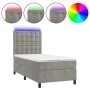 Box spring bed with mattress and LED light gray velvet 100x200 cm by vidaXL, Beds and slatted bases - Ref: Foro24-3136347, Pr...