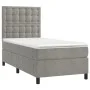 Box spring bed with mattress and LED light gray velvet 100x200 cm by vidaXL, Beds and slatted bases - Ref: Foro24-3136347, Pr...