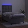 Box spring bed with mattress and LED light gray velvet 100x200 cm by vidaXL, Beds and slatted bases - Ref: Foro24-3136347, Pr...
