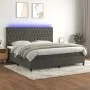 Box spring bed with mattress and LED dark gray velvet 200x200 cm by vidaXL, Beds and slatted bases - Ref: Foro24-3136324, Pri...